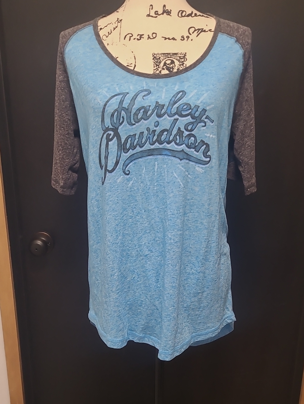 Harley-Davidson Women's Blue Raglan Logo Tee